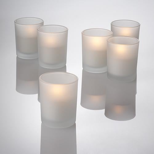 Candle Holders - Frosted Glass - Box of 12 with 8-hr tealight