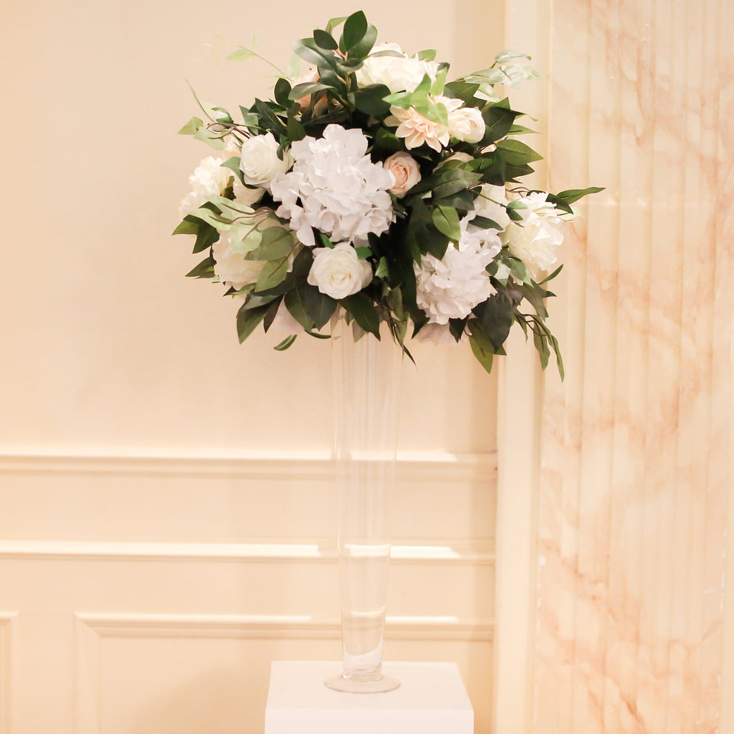 Faux Centers Tall - Classic White & Green arrangement