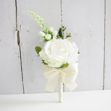 Load image into Gallery viewer, Faux florals - Boutonniere - Classic White &amp; Cream
