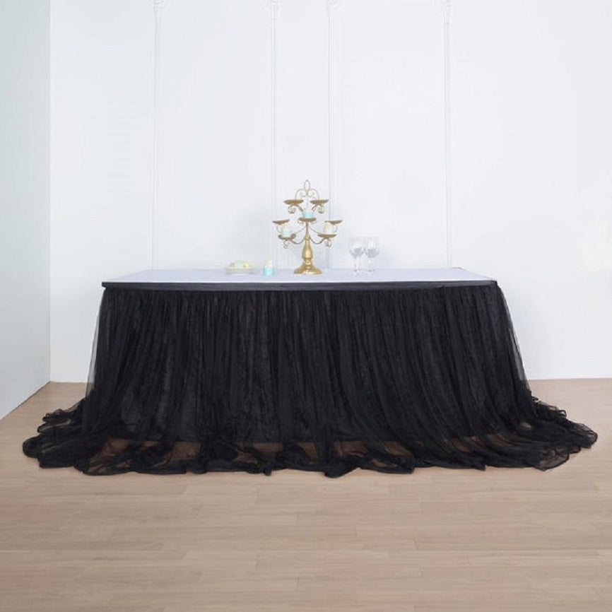 Table Skirt - Black Chiffon over BLACK