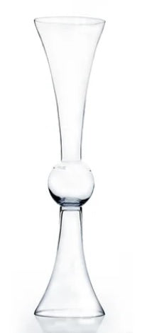Centerpiece Holder Tall - Flared Vase with Bubble - Clear Glass 24