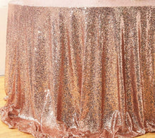 Load image into Gallery viewer, Tablecloth - Rect 8ft Sequin - Rose Gold
