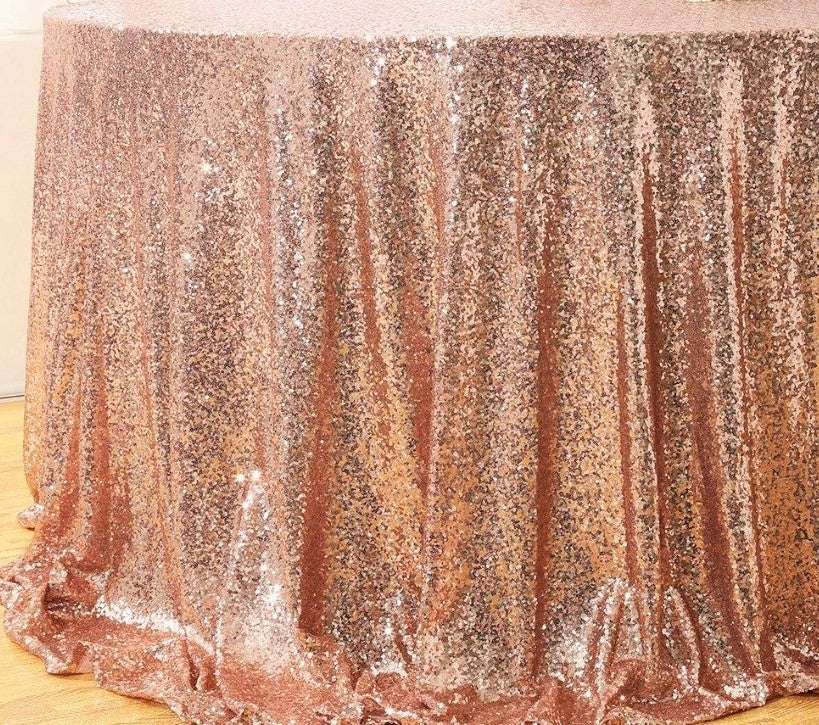 Tablecloth - Rect 8ft Sequin - Rose Gold