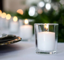 Load image into Gallery viewer, Candle Holders - Clear Mini Cylinders - Box of 12 with 10-hr pillar
