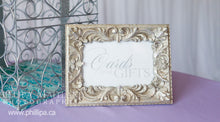 Load image into Gallery viewer, Card Holder Sign - Silver Ornate Frame
