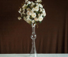 Load image into Gallery viewer, Centerpiece Holder Tall - Flared Vase with Bubble - Clear Glass 24&quot; high

