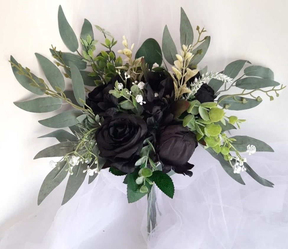 Faux florals - Bridesmaid Bouquet - Moody Black