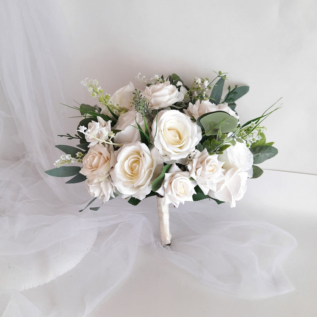 Faux florals - Bride Bouquet - Classic White & Cream