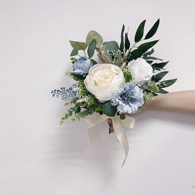 Faux florals - Bridesmaid Bouquet - Soft Blue & White