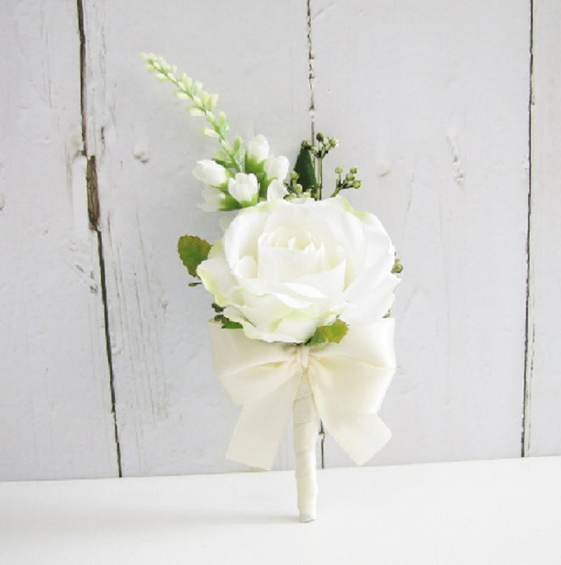 Faux florals - Boutonniere - Classic White & Cream