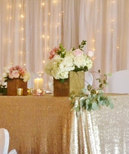 Load image into Gallery viewer, Tablecloth - Rect 8ft Sequin - Matte Champagne Gold
