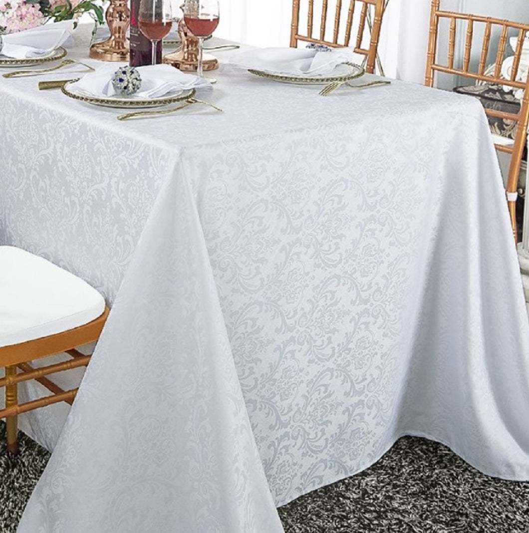 Tablecloth - Rect 8ft Damask - White