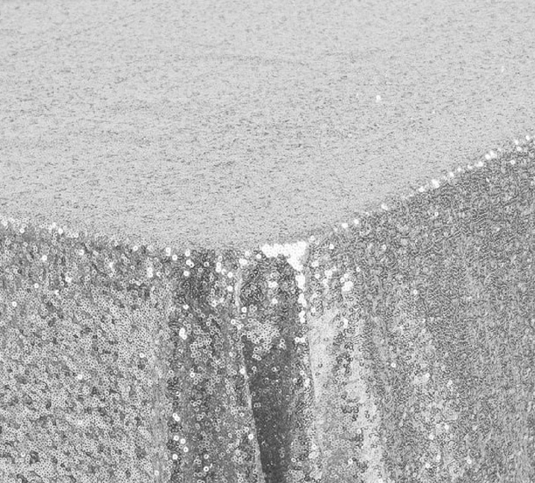 Tablecloth - Rect 8ft Sequin - Silver