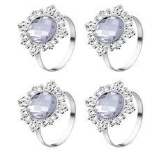 Load image into Gallery viewer, Napkin Rings - Clear Gemstone &amp; Silver - Set of 10
