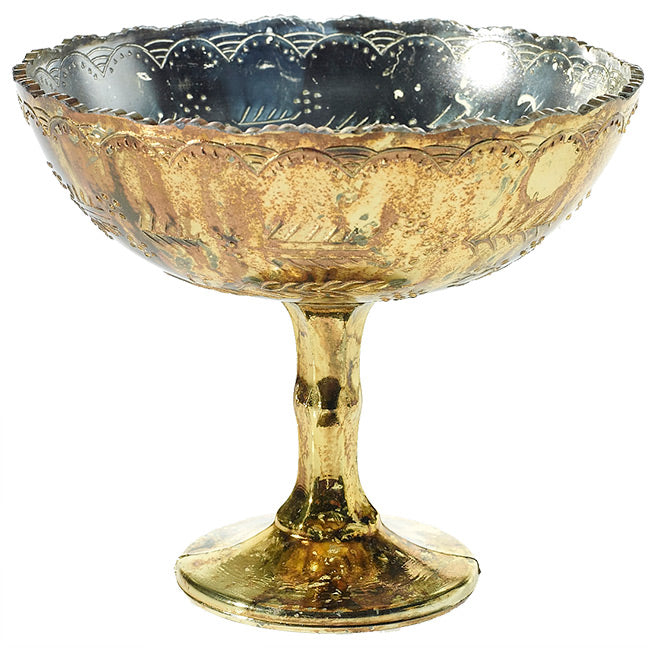 Centerpiece holder low - Gold Mercury Compote Dish