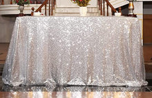 Load image into Gallery viewer, Tablecloth - Rect 8ft Sequin - Silver
